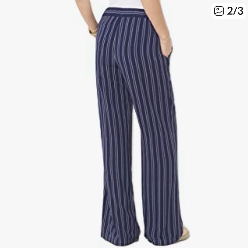 Michael Kors Navy and White Striped Wide Leg Women's Pants Small - Picture 3 of 4